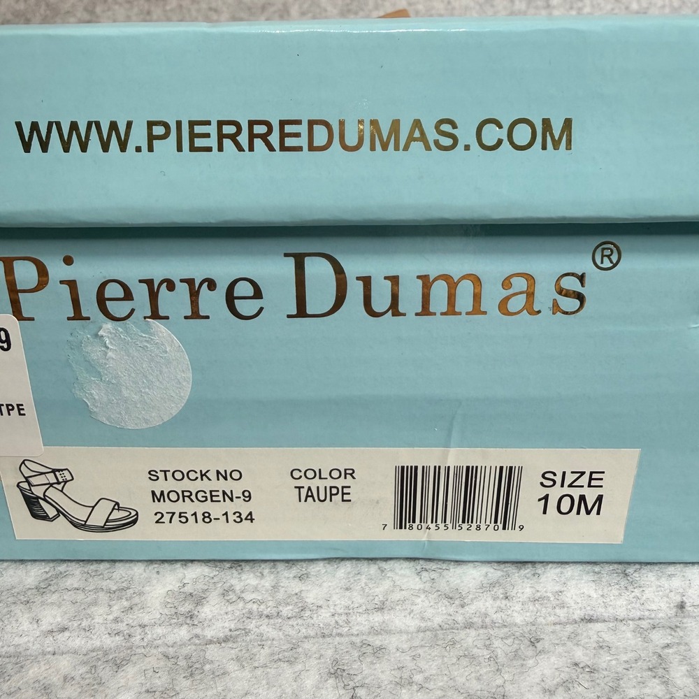 Pierre Dumas Morgen-9 Sandals Womens 10 Taupe Block Heel Ankle Strap NEW - Picture 9 of 9